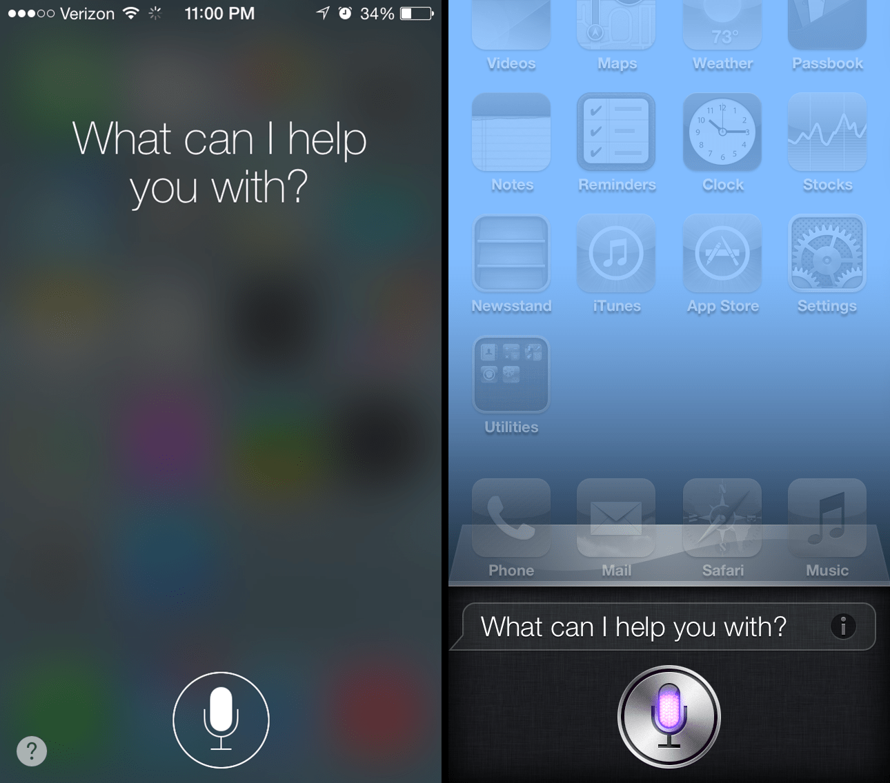 Siri界面:iOS7对比iOS6