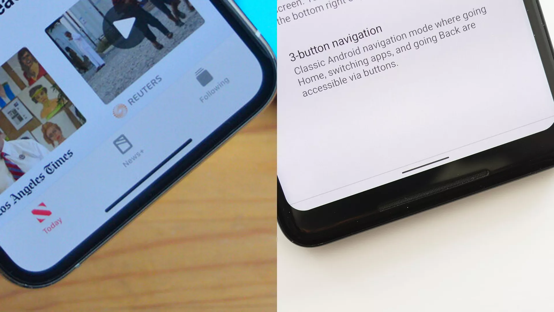 左:iOS 小横条,右:安卓小横条。图源:If you want people to use your navigation gestures, Google, make them better